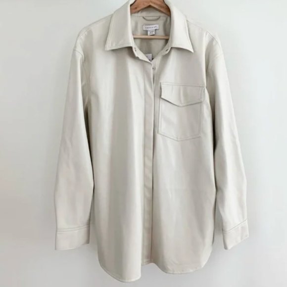 NWT Topshop Maternity off white faux leather shacket size 10 - Picture 2 of 4